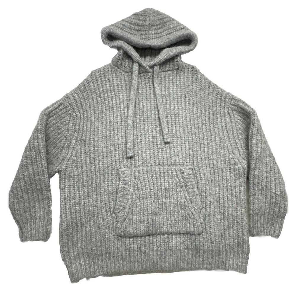 Zara Oversized Knit Sweatshirt Womens‎ Size XS Gray Chic - Picture 2 of 11